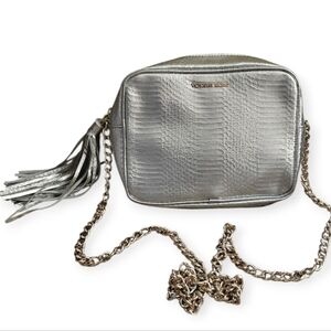 Exclusive Victoria's Secret Fashion Show Silver Python Crossbody Bag With Tassle